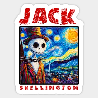 Skellington in starry night Sticker